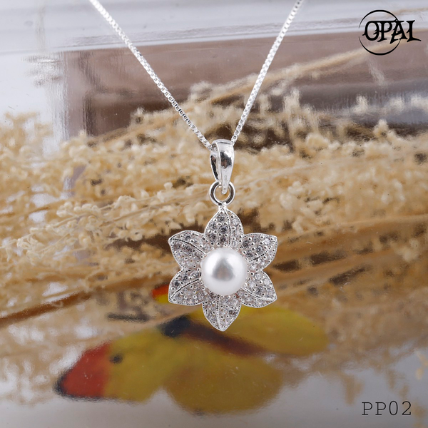  PP02 - Dây chuyền bạc kèm mặt đính Ngọc trai OPAL 