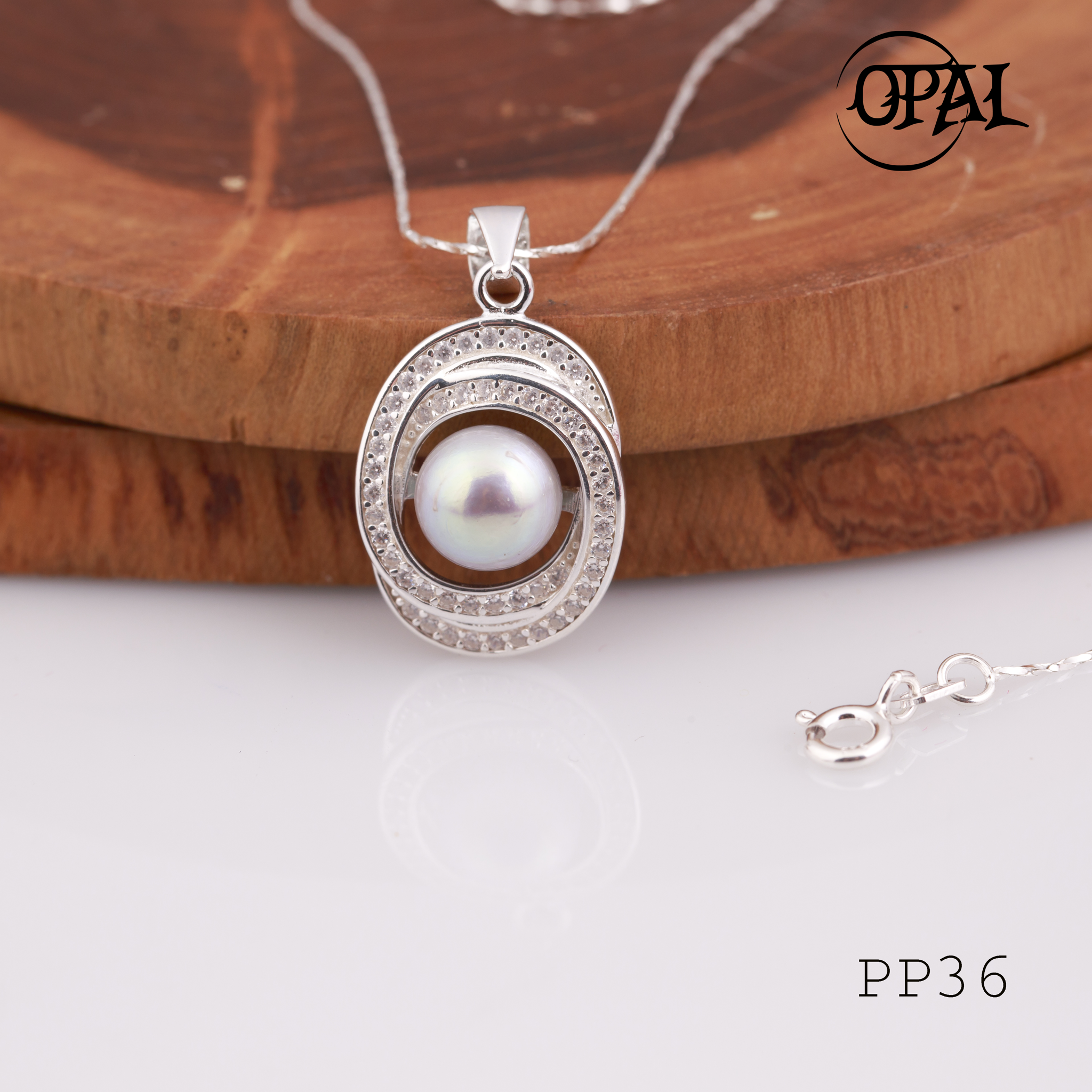 PP36- Dây chuyền bạc kèm mặt Ngọc Trai OPAL