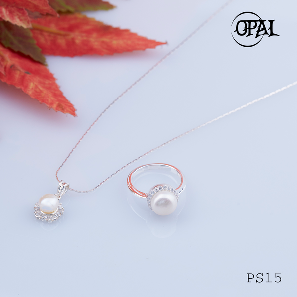 PS15 - Bộ trang sức bạc đính ngọc trai OPAL 