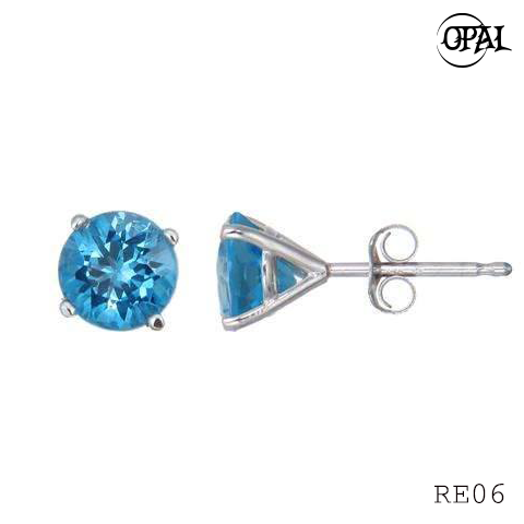RE06- Hoa tai bạc đính đá Ross OPAL