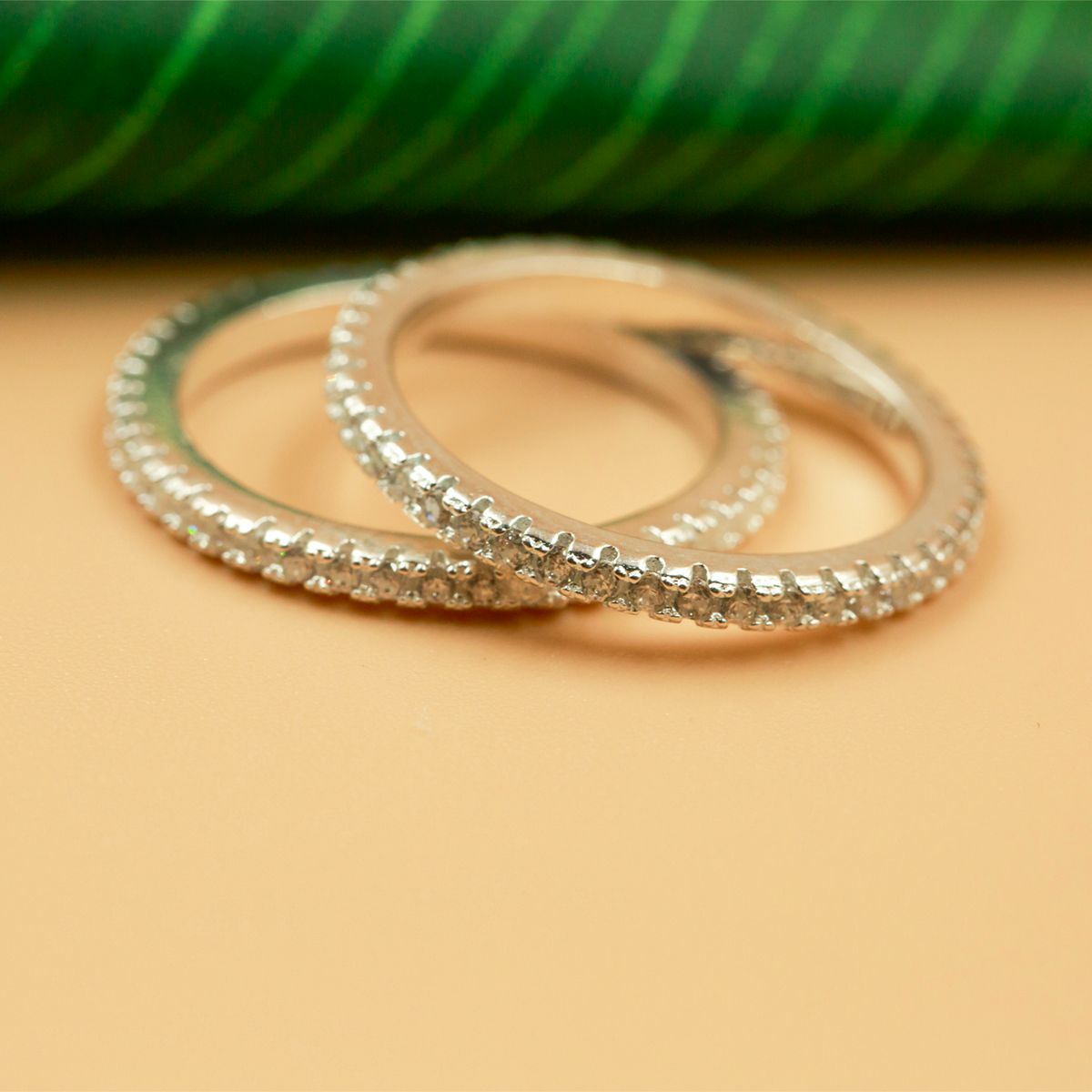 RD003H - Nhẫn đôi bạc cao cấp OPAL