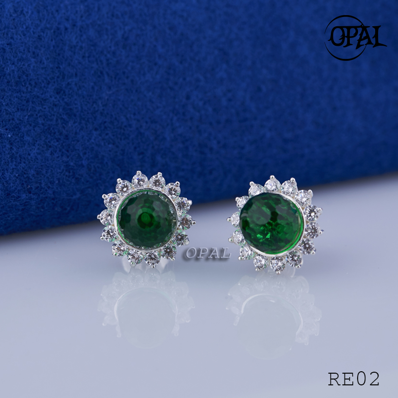 RE02 - Hoa tai bạc đính đá ross OPAL