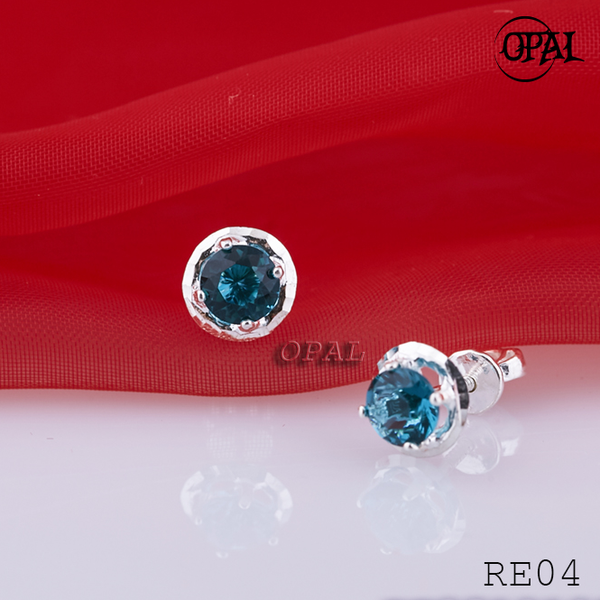  RE04 - Hoa tai bạc đính đá ross  OPAL 