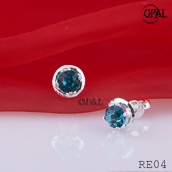 RE04 - Hoa tai bạc đính đá ross OPAL
