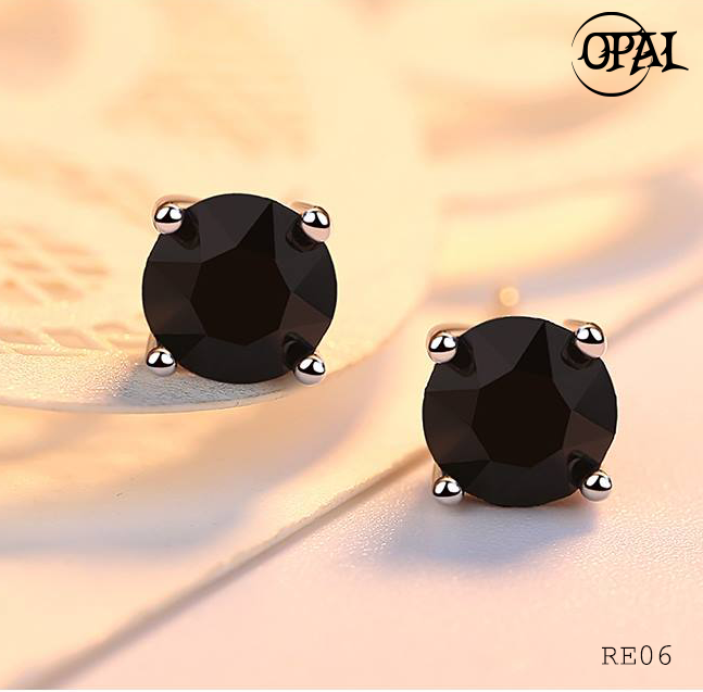 RE06- Hoa tai bạc đính đá Ross OPAL