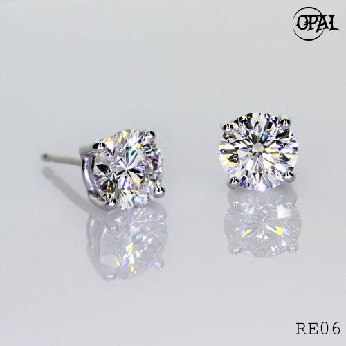 RE06- Hoa tai bạc đính đá Ross OPAL