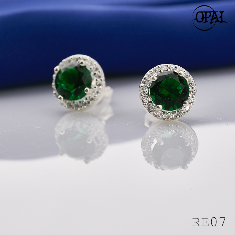 RE07 - Hoa tai bạc đính đá ross OPAL