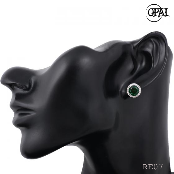 RE07 - Hoa tai bạc đính đá ross OPAL