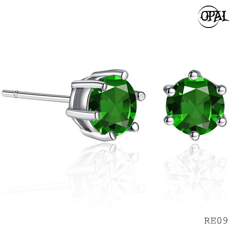 RE09- Hoa tai bạc đính đá Ross OPAL