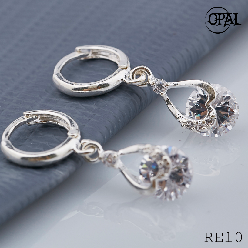 RE10-Hoa tai bạc đính đá ross OPAL