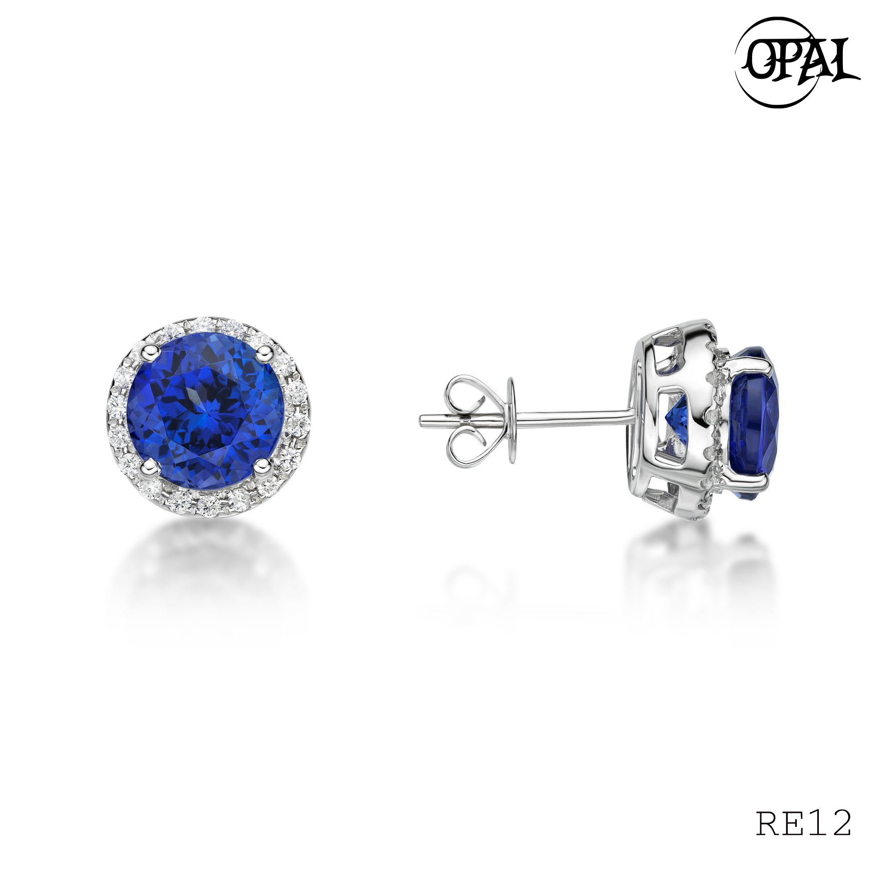 RE12- Hoa tai bạc đính đá Ross OPAL