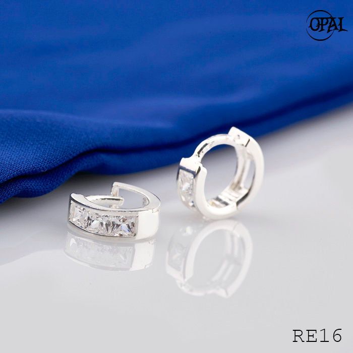 RE16-Hoa tai bạc đính đá ross OPAL