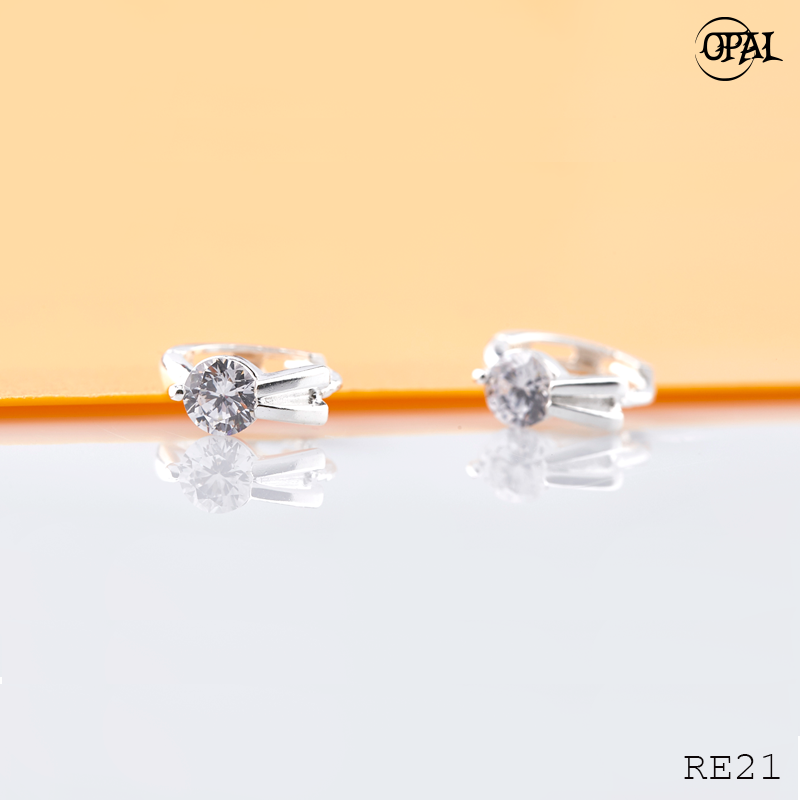 RE21-Hoa tai bạc đính đá ross OPAL