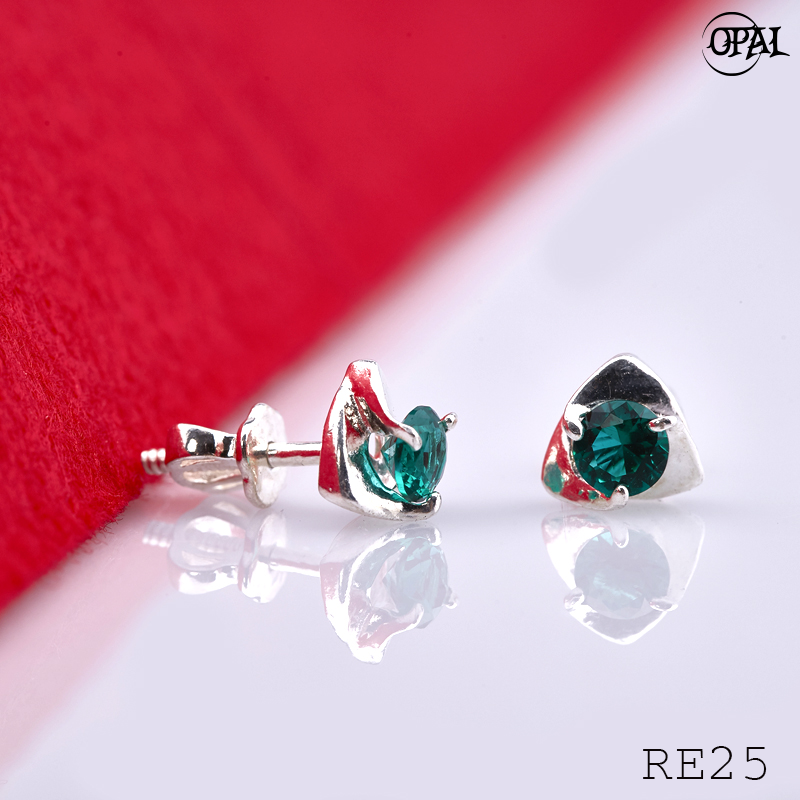 RE25-Hoa tai bạc đính đá ross OPAL