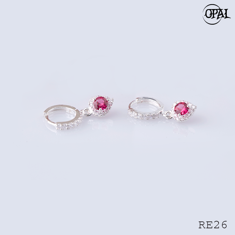 RE26- Hoa tai bạc đính đá Ross OPAL