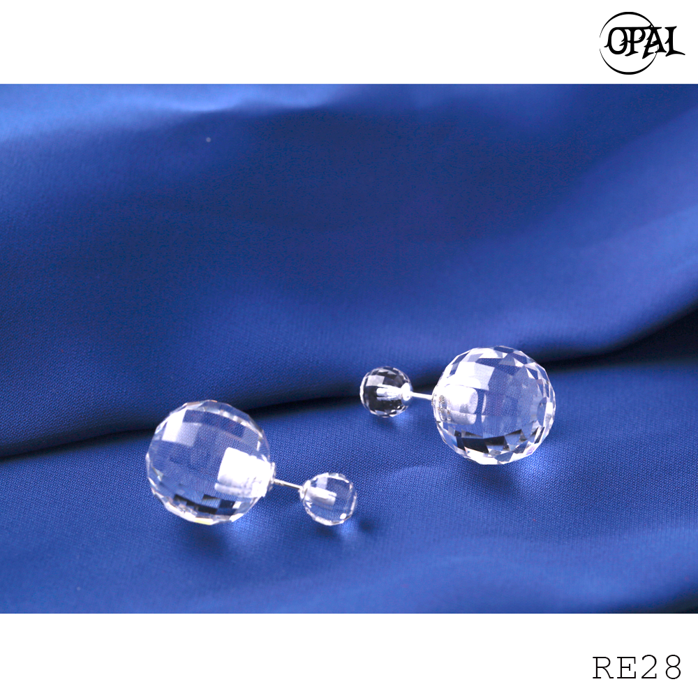 RE28- Hoa tai bạc đính đá Ross OPAL