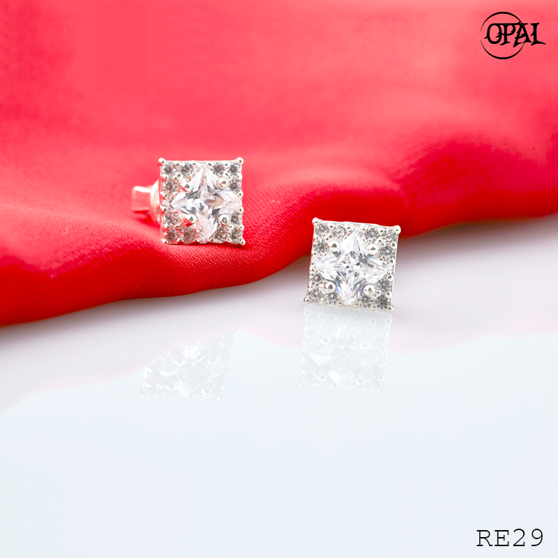 RE29- Hoa tai bạc đính đá Ross OPAL