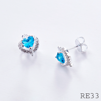 RE33- Hoa tai bạc đính đá Ross OPAL