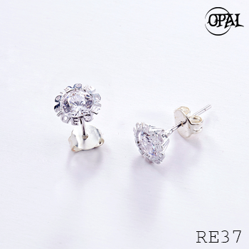 RE37- Hoa tai bạc đính đá Ross OPAL