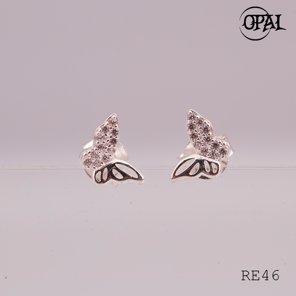  RE46- Hoa tai bạc đính đá Ross OPAL 