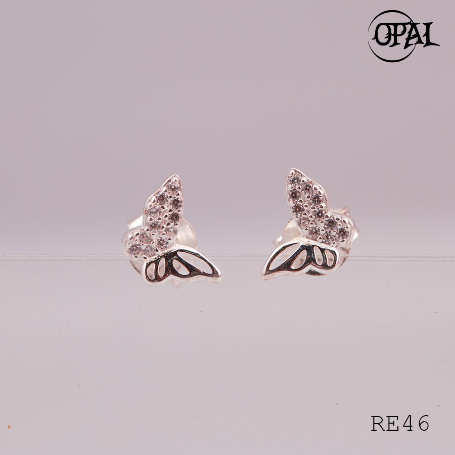 RE46- Hoa tai bạc đính đá Ross OPAL