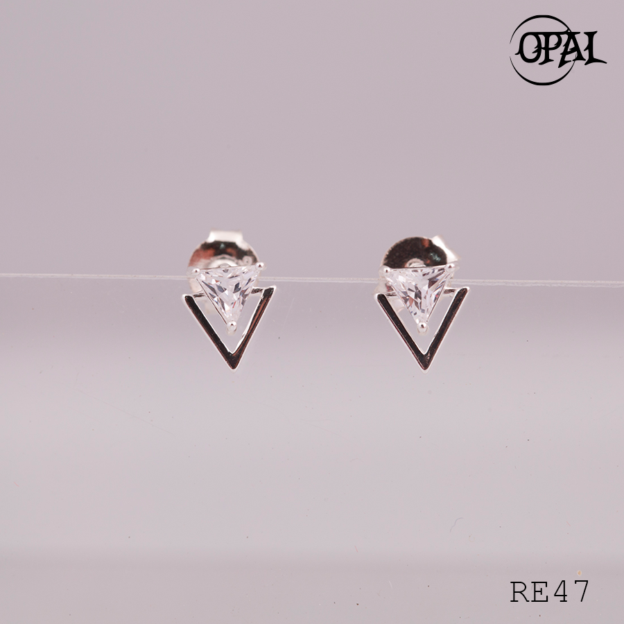 RE47- Hoa tai bạc đính đá Ross OPAL