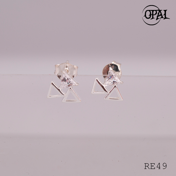  RE49- Hoa tai bạc đính đá Ross OPAL 