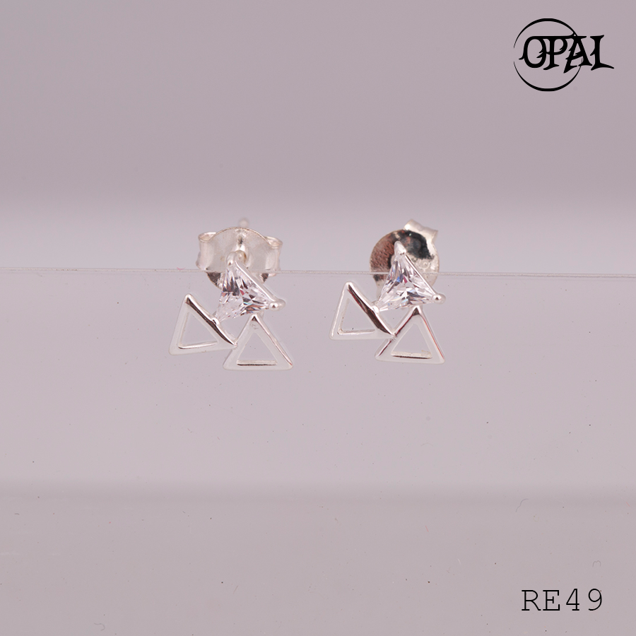 RE49- Hoa tai bạc đính đá Ross OPAL