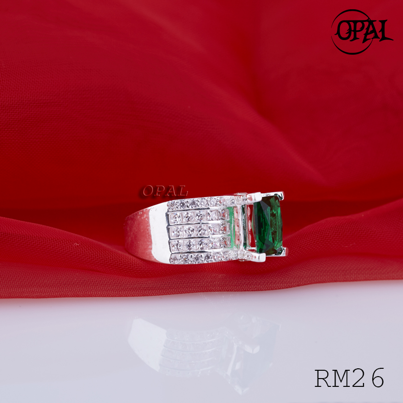 RM26 - Nhẫn bạc nam đính đá ross OPAL