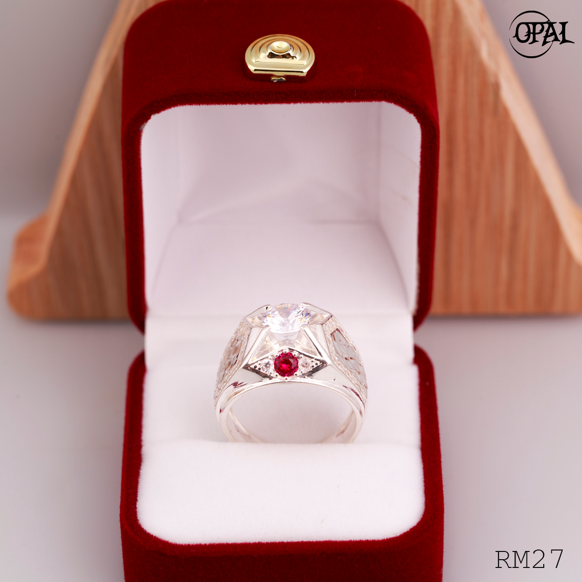 RM27 - Nhẫn bạc nam đính đá OPAL