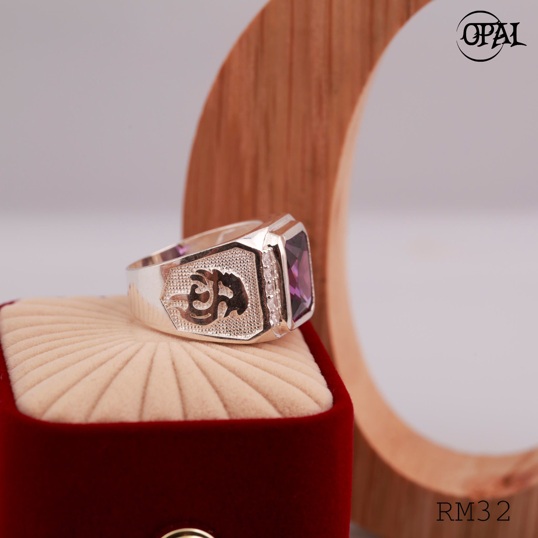 RM32 - Nhẫn bạc nam đính đá OPAL