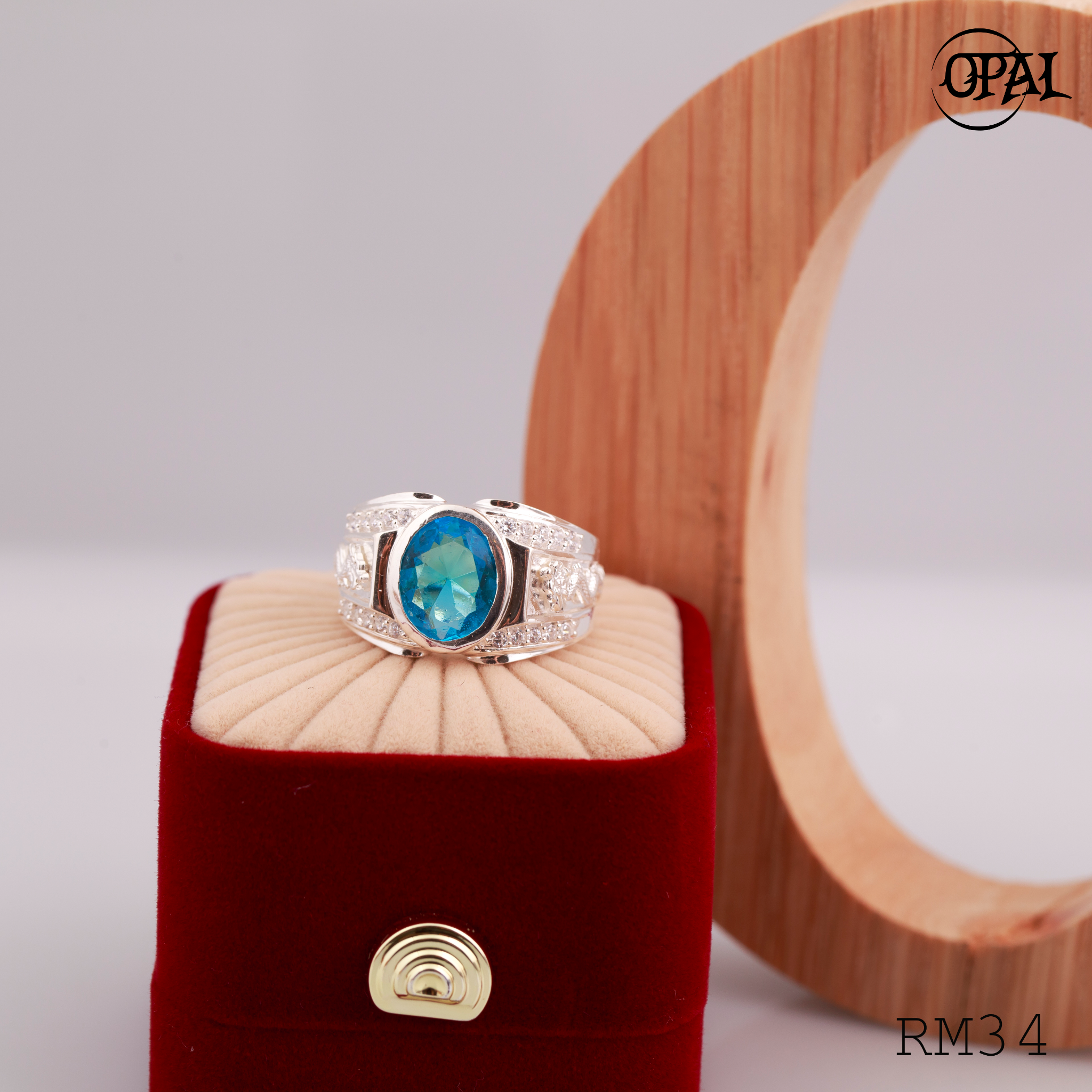 RM34 - Nhẫn bạc nam đính đá OPAL