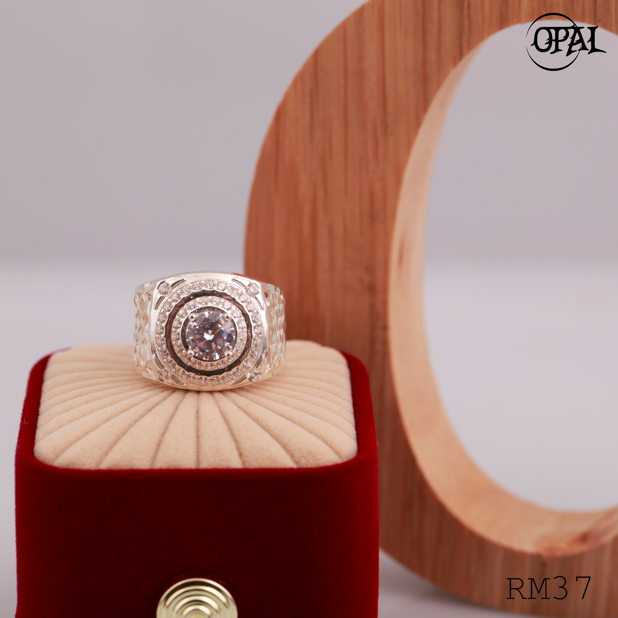RM37 - Nhẫn bạc nam đính đá OPAL