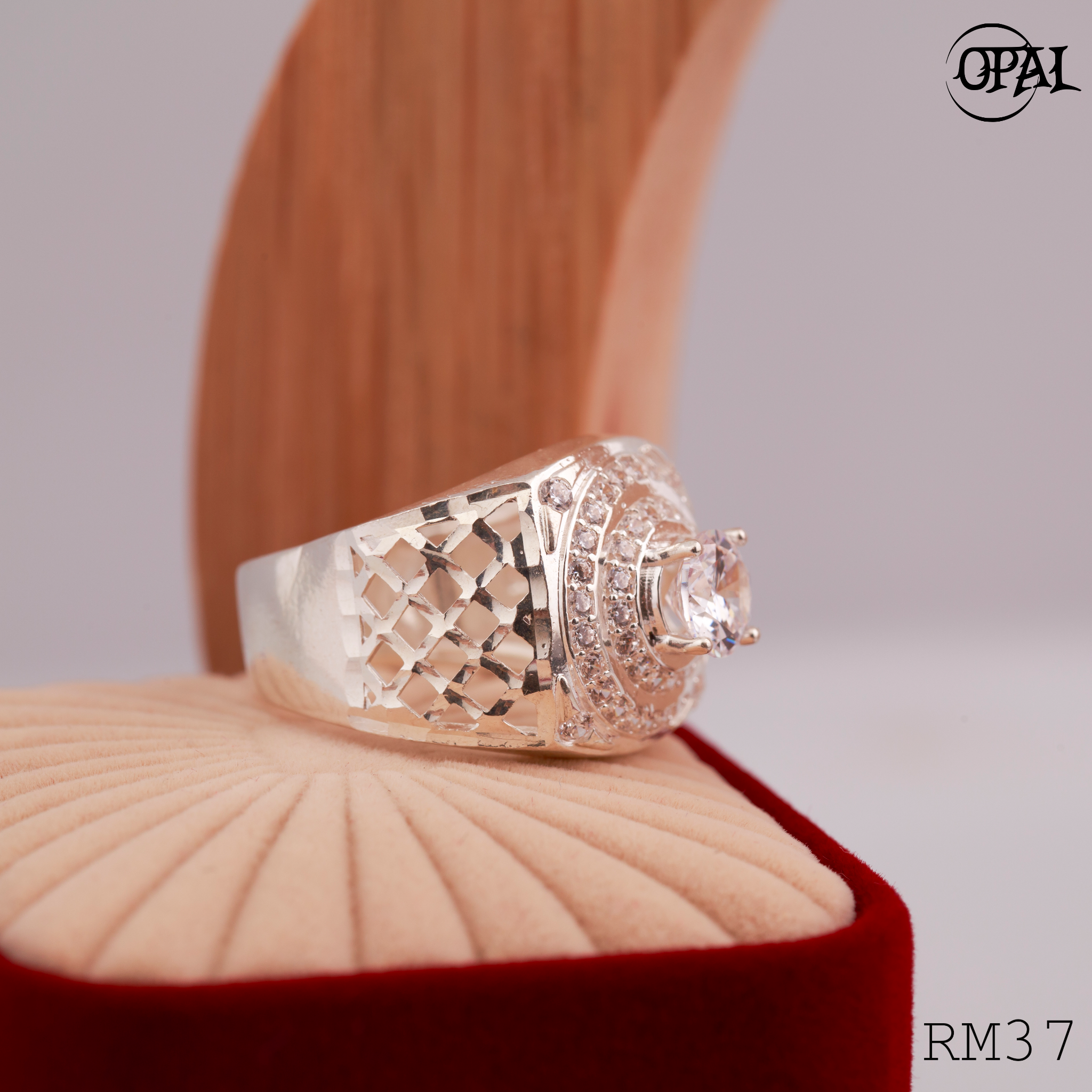 RM37 - Nhẫn bạc nam đính đá OPAL