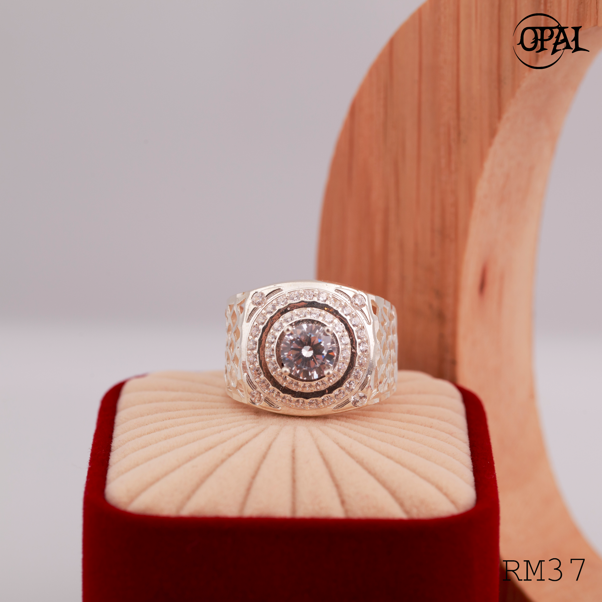 RM37 - Nhẫn bạc nam đính đá OPAL