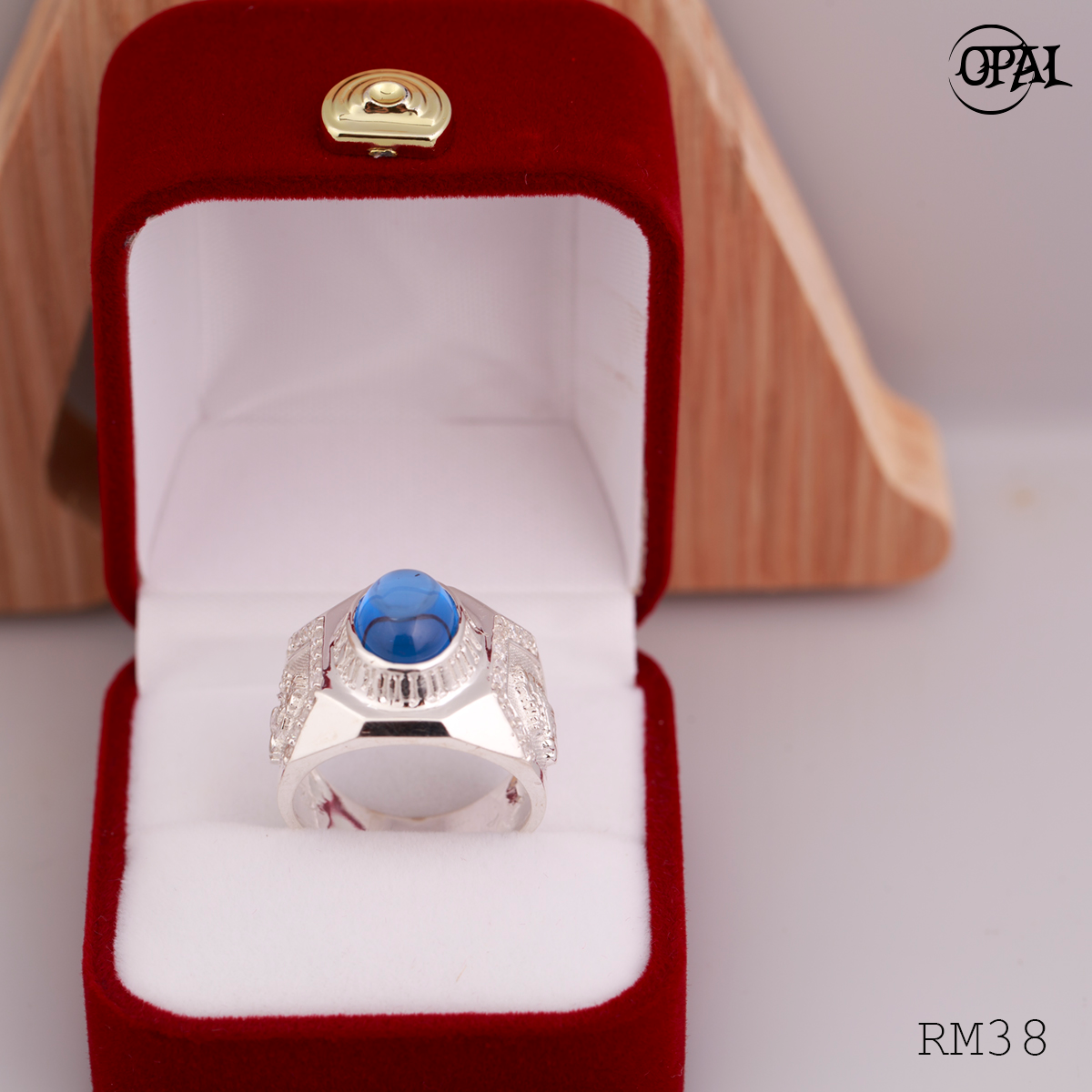 RM38 - Nhẫn bạc nam đính đá OPAL