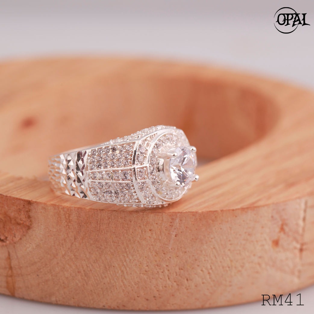 RM41 - Nhẫn bạc nam đính đá OPAL