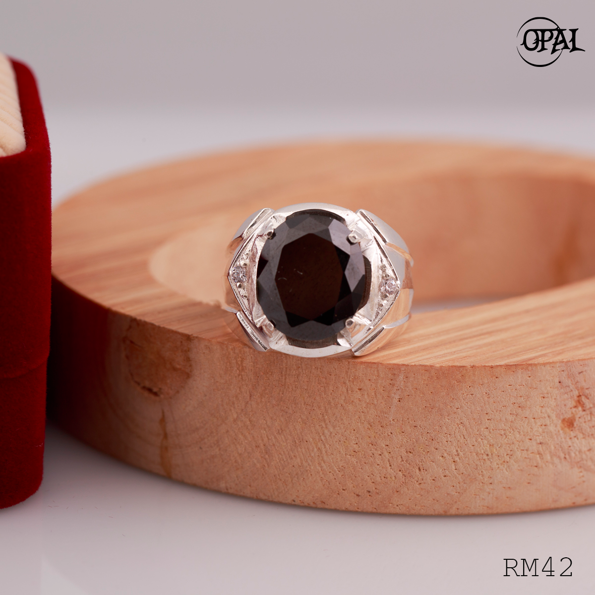 RM42 - Nhẫn bạc nam đính đá OPAL