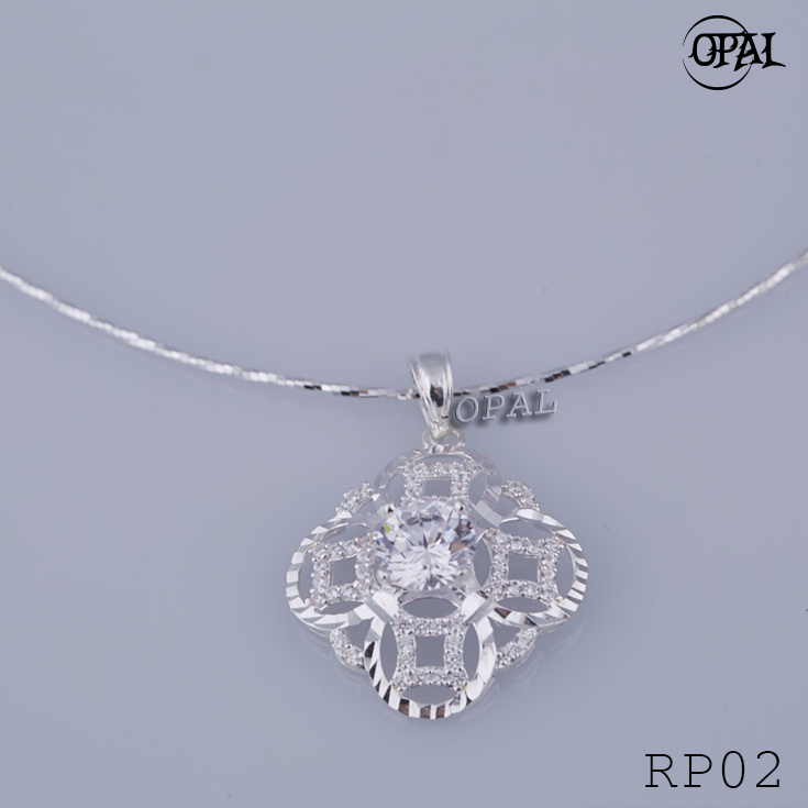 RP02 - Bộ mặt dây và kiềng bạc đính đá ross OPAL