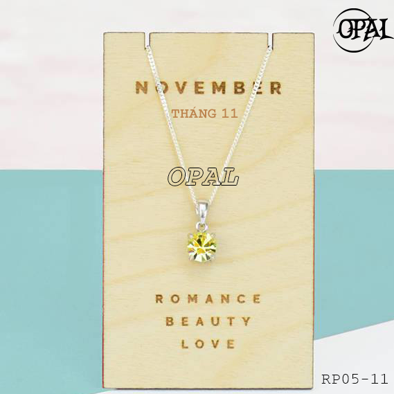 RP05-11- Bộ dây chuyền bạc và mặt đính đá Ross Tháng 11 OPAL