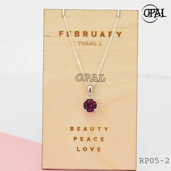 RP05-2- Bộ dây chuyền bạc và mặt đính đá Ross Tháng02 OPAL