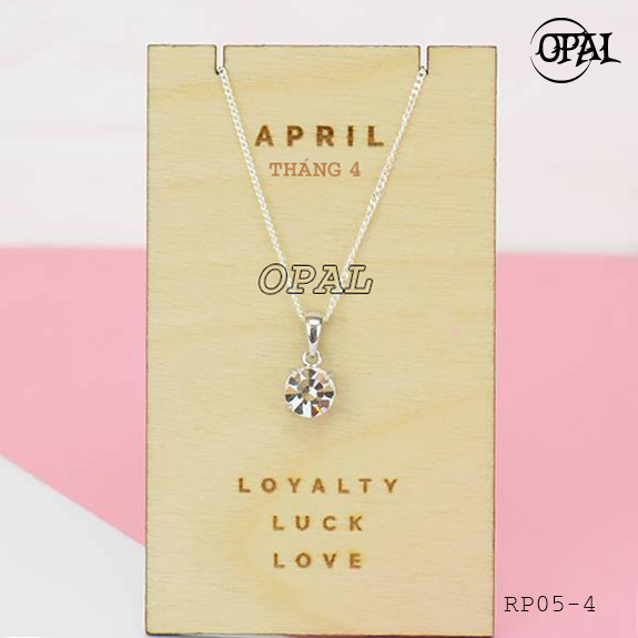 RP05-4 - Bộ dây chuyền bạc và mặt đính đá Ross Tháng04 OPAL
