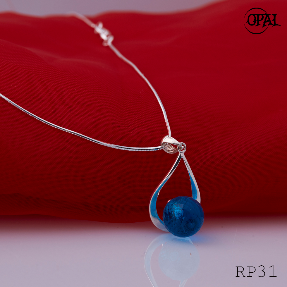 RP31-Bộ mặt và dây chuyền bạc đính đá ross OPAL