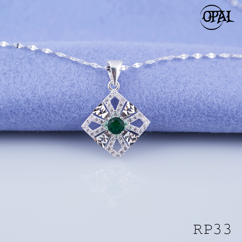 RP33- Bộ mặt và dây chuyền bạc đính đá ross OPAL