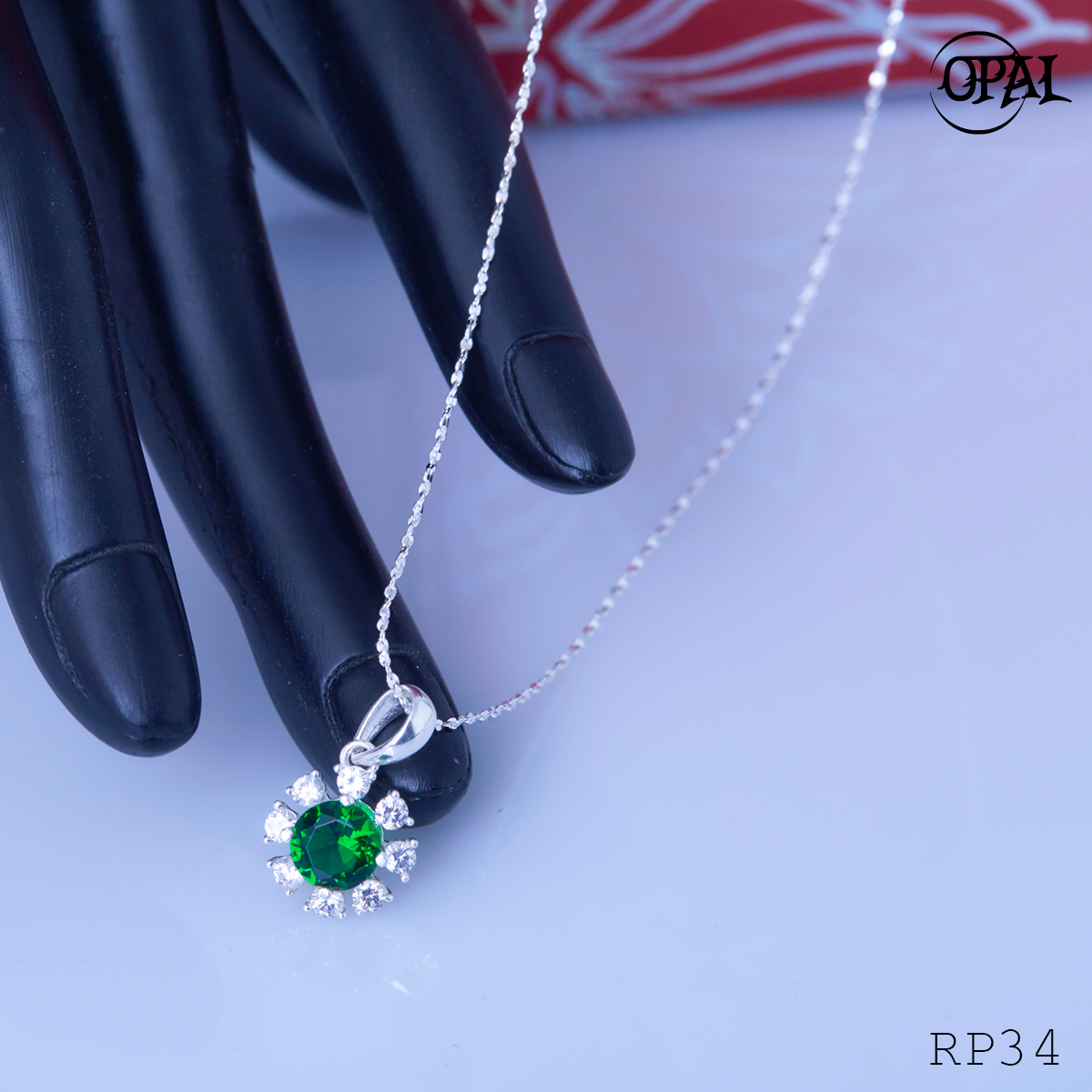 RP34- Bộ mặt và dây chuyền bạc đính đá ross OPAL