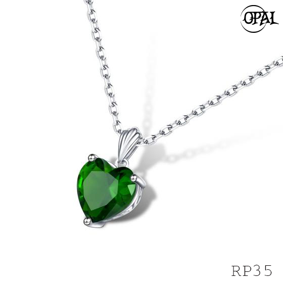 RP35-Bộ mặt và dây chuyền bạc đính đá ross Opal
