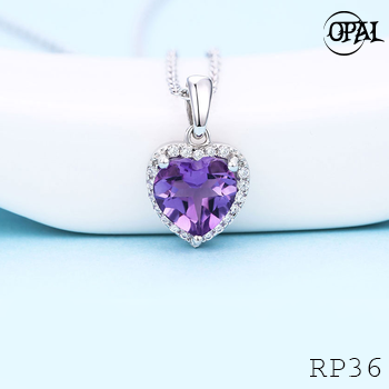 RP36-Bộ mặt và dây chuyền bạc đính đá ross Opal