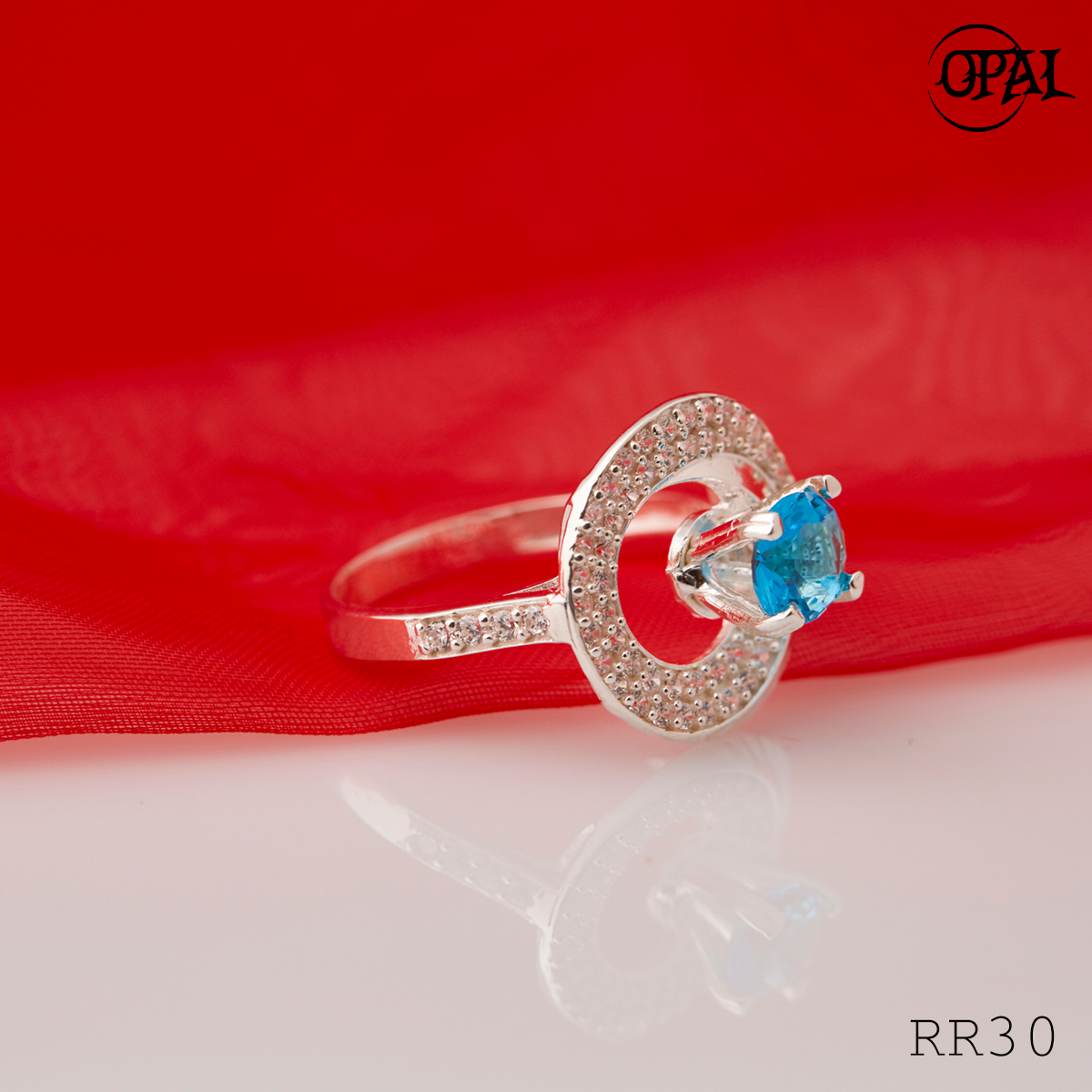 RR30-Nhẫn bạc đính đá Ross OPAL