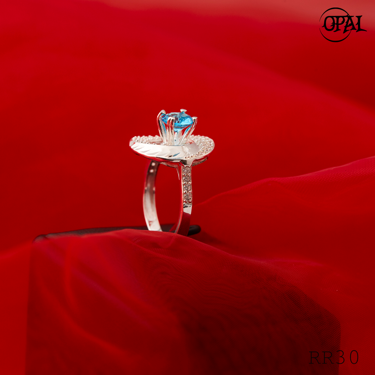 RR30-Nhẫn bạc đính đá Ross OPAL