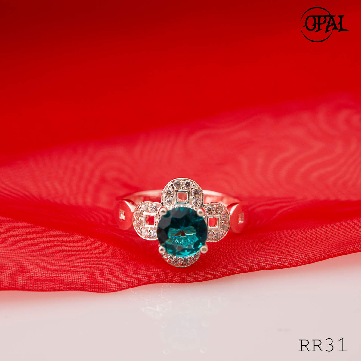 RR31-Nhẫn bạc đính đá Ross OPAL
